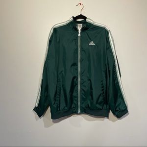 Men’s Adidas Nylon Zip Green Zipper Track Suit Jacket( Size Large)